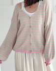 Strickjacke, Streifen, Flauschi, I, 10 Farben
