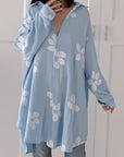 Musselin Bluse, Blumen, Oversize, 6 Farben