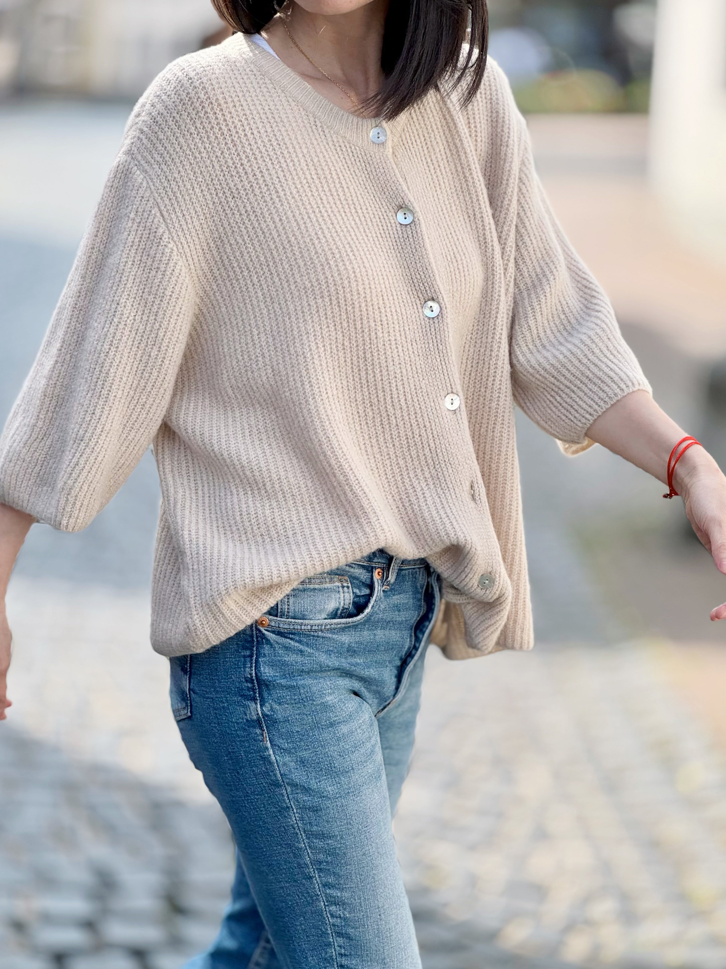 Strickjacke, Alpaka, Oversize, 3/4 Ärmel, 5 Farben
