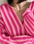 Musselin Bluse, breite Streifen '25, Oversize, 3 Farben