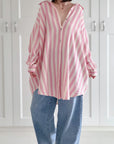 Musselin Bluse, breite Streifen '25, Oversize, 3 Farben