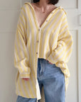 Musselin Bluse, breite Streifen '25, Oversize, 3 Farben