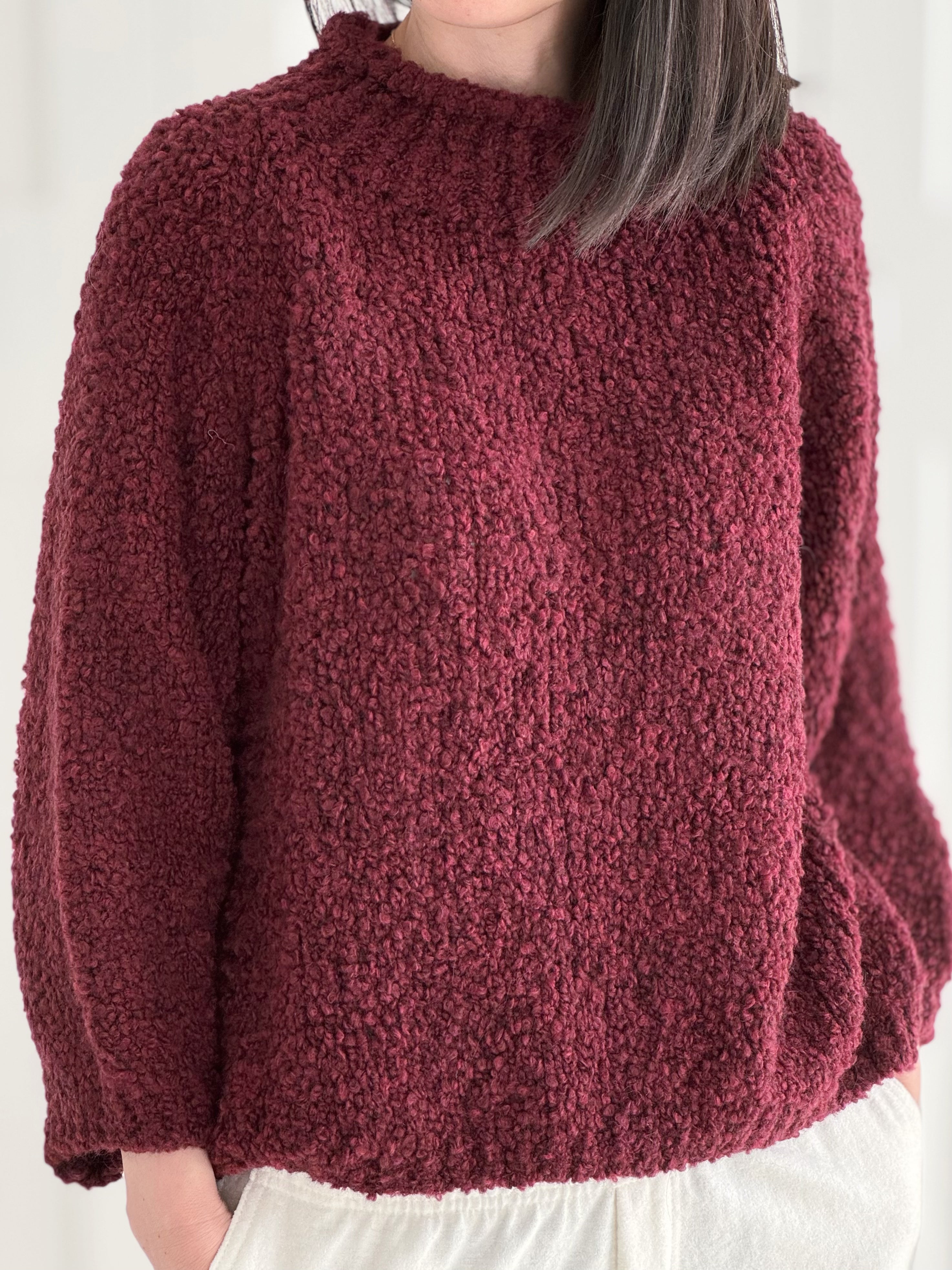 Bouclé Pullover, Stehkragen, 5 Farben