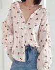 Musselin Bluse, Cherry, 4 Farben