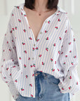 Musselin Bluse, Cherry, 4 Farben