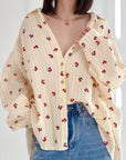 Musselin Bluse, Cherry, 4 Farben