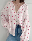 Musselin Bluse, Cherry, 4 Farben