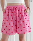 Musselin Shorts, Rosa, rote Herzen, 2 Farben