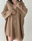 Musselin Bluse, Oversize, Camel