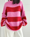 Oversize-Pullover, Blockstreifen, Flauschi, 5 Farben