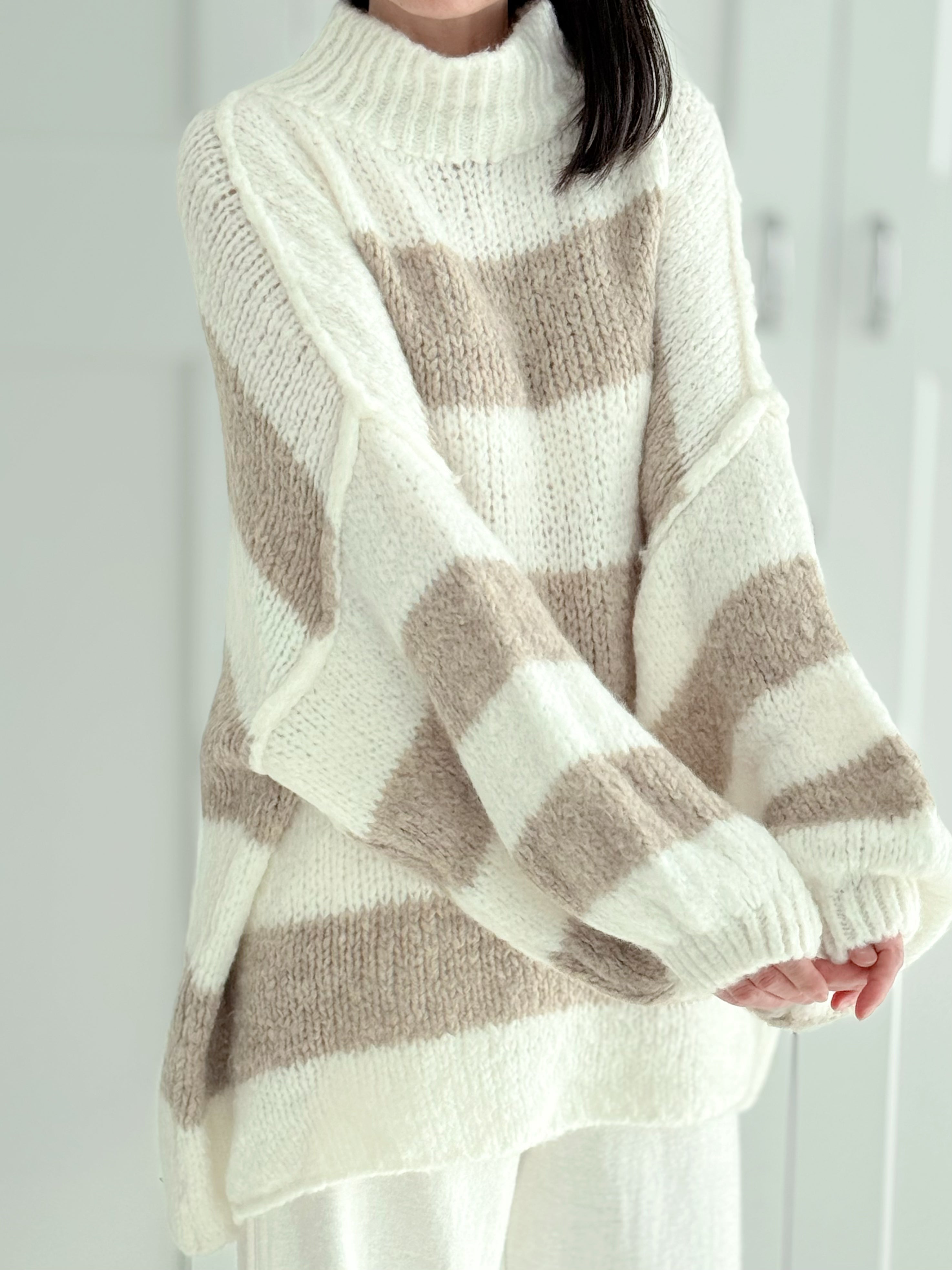 Oversize-Pullover, Blockstreifen, Flauschi, 5 Farben