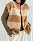 Teddyweste, Blockstreifen, Camel