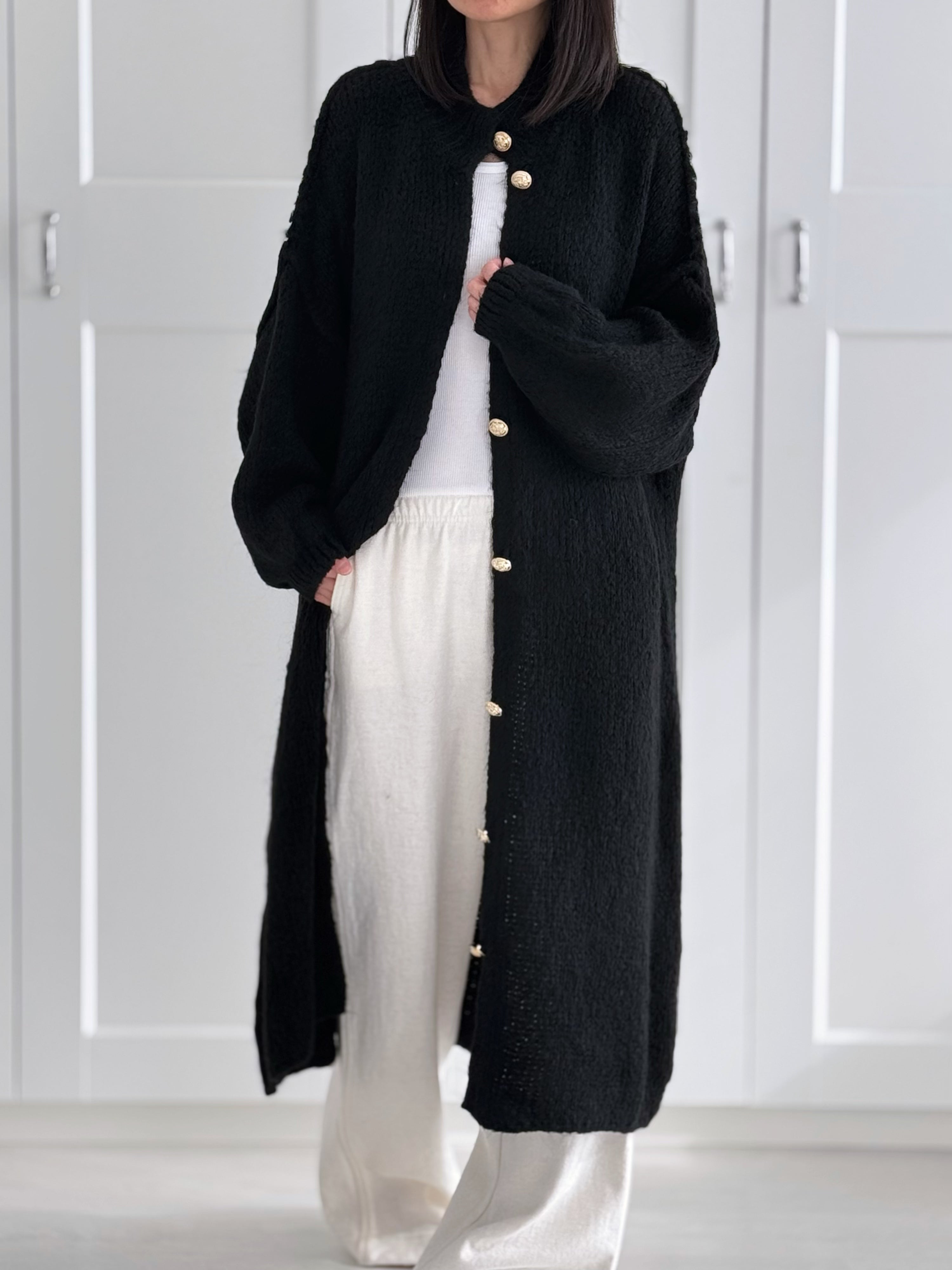 Strickmantel, Goldknöpfe, flauschi, 7 Farben