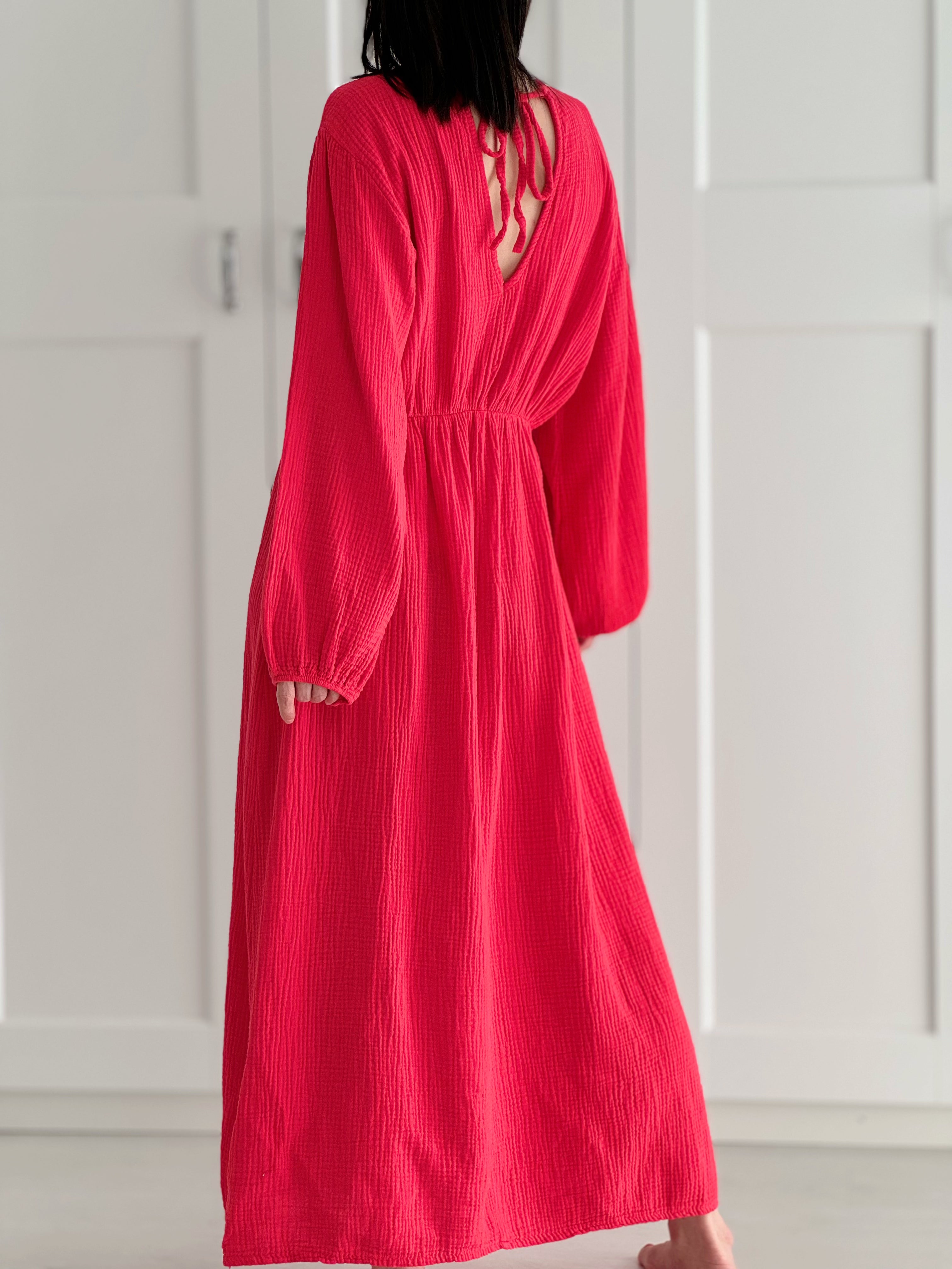 Musselin Kleid, Rückenausschnitt, 4 Farben