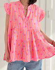 Musselin Top, pink Herzen, Neon