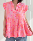 Musselin Top, pink Herzen, Neon