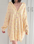 Musselin Bluse, Oversize, Herzen, 4 Farben