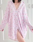 Musselin Bluse, Oversize, Herzen, 4 Farben