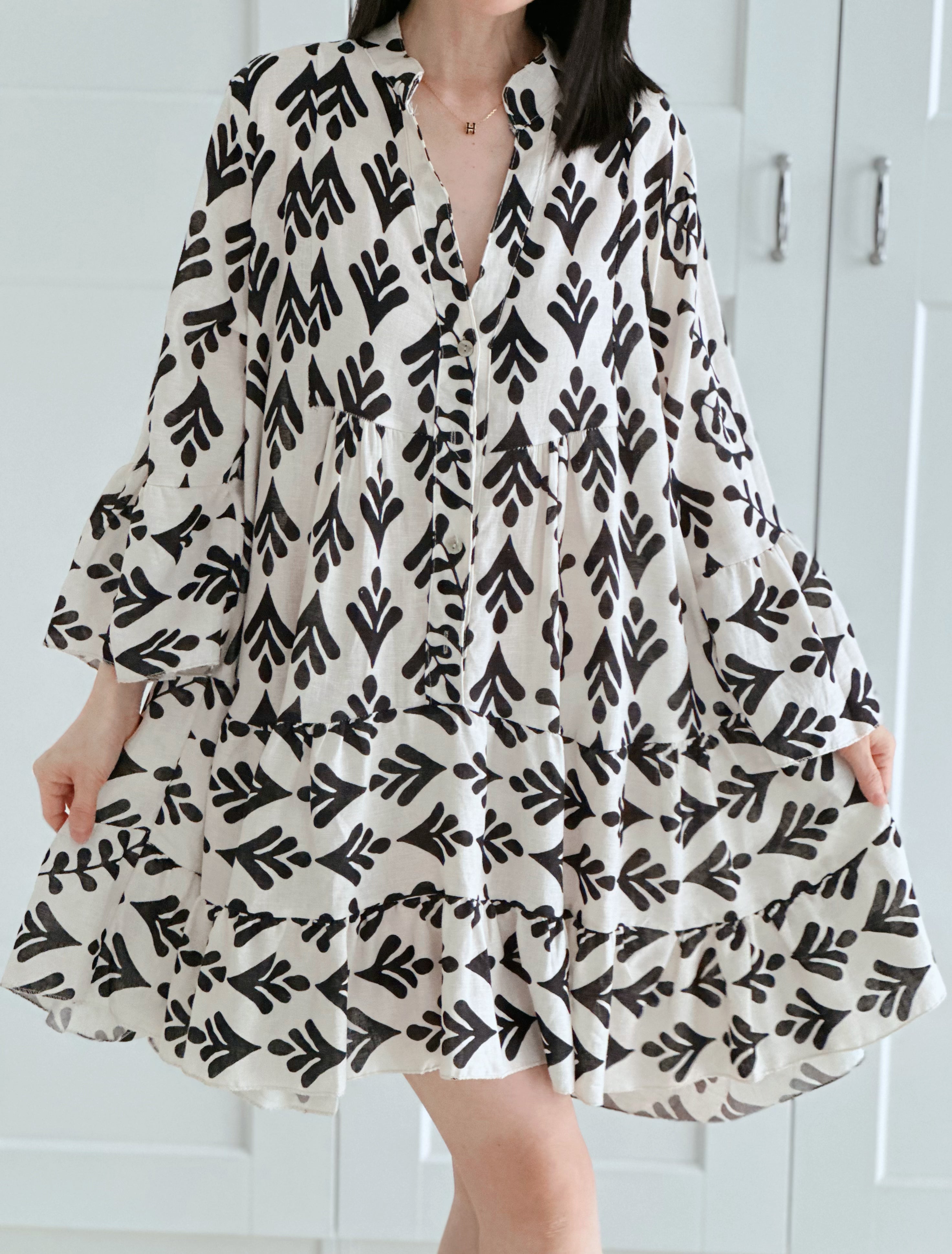 Leinen Tunika, Foglie, 4 Farben