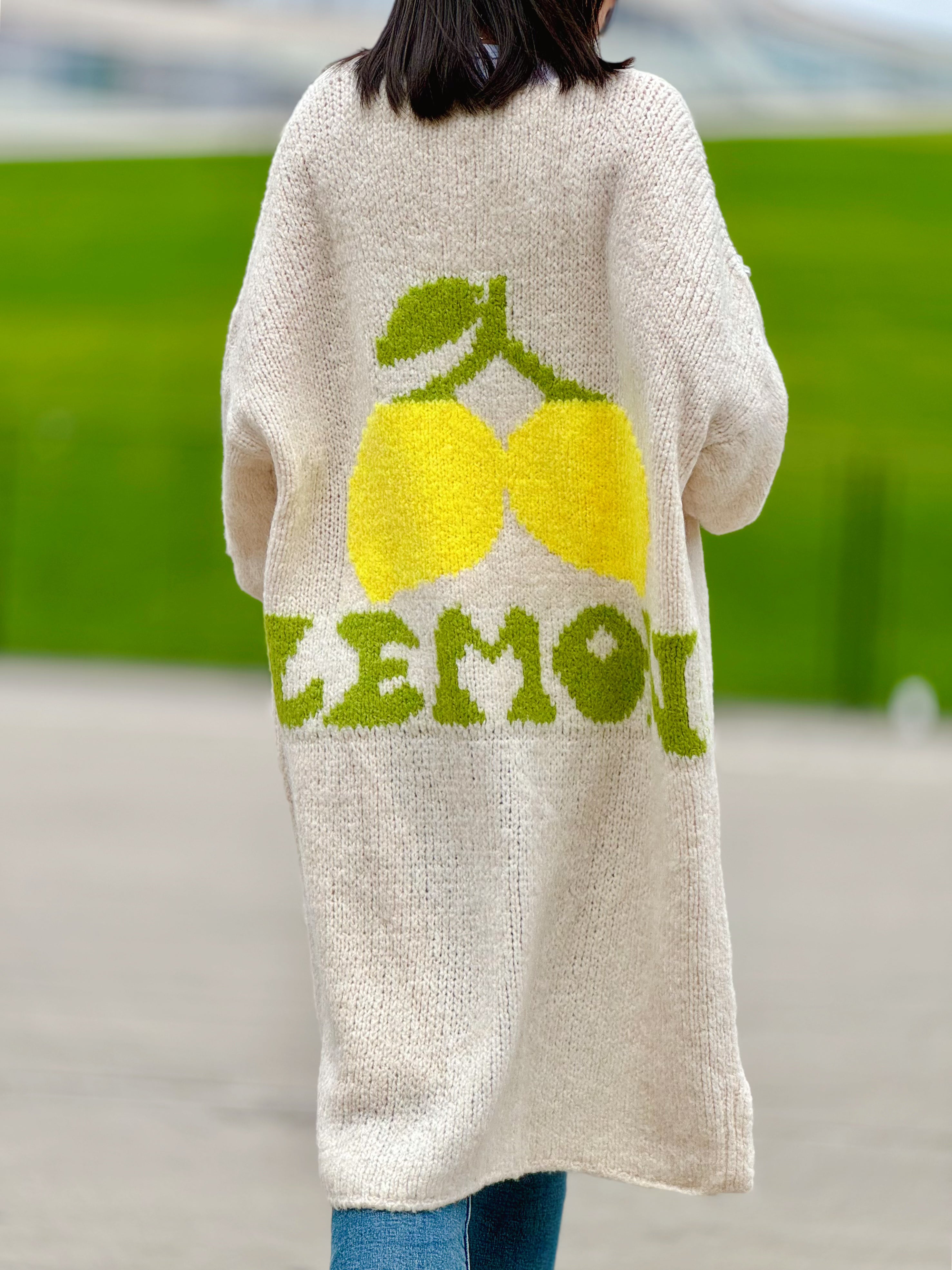 lange Strickjacke, Lemon, 2 Farben