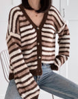Strickjacke, Farbstreifen, 2 Farben
