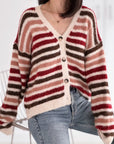 Strickjacke, Farbstreifen, 2 Farben