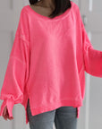 Sweatshirt, Oversize, mit Schlitzbund, 2 Farben
