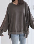 Sweatshirt, Oversize, mit Schlitzbund, 2 Farben