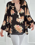 Boho Bluse, Pfingstrose, 4 Farben