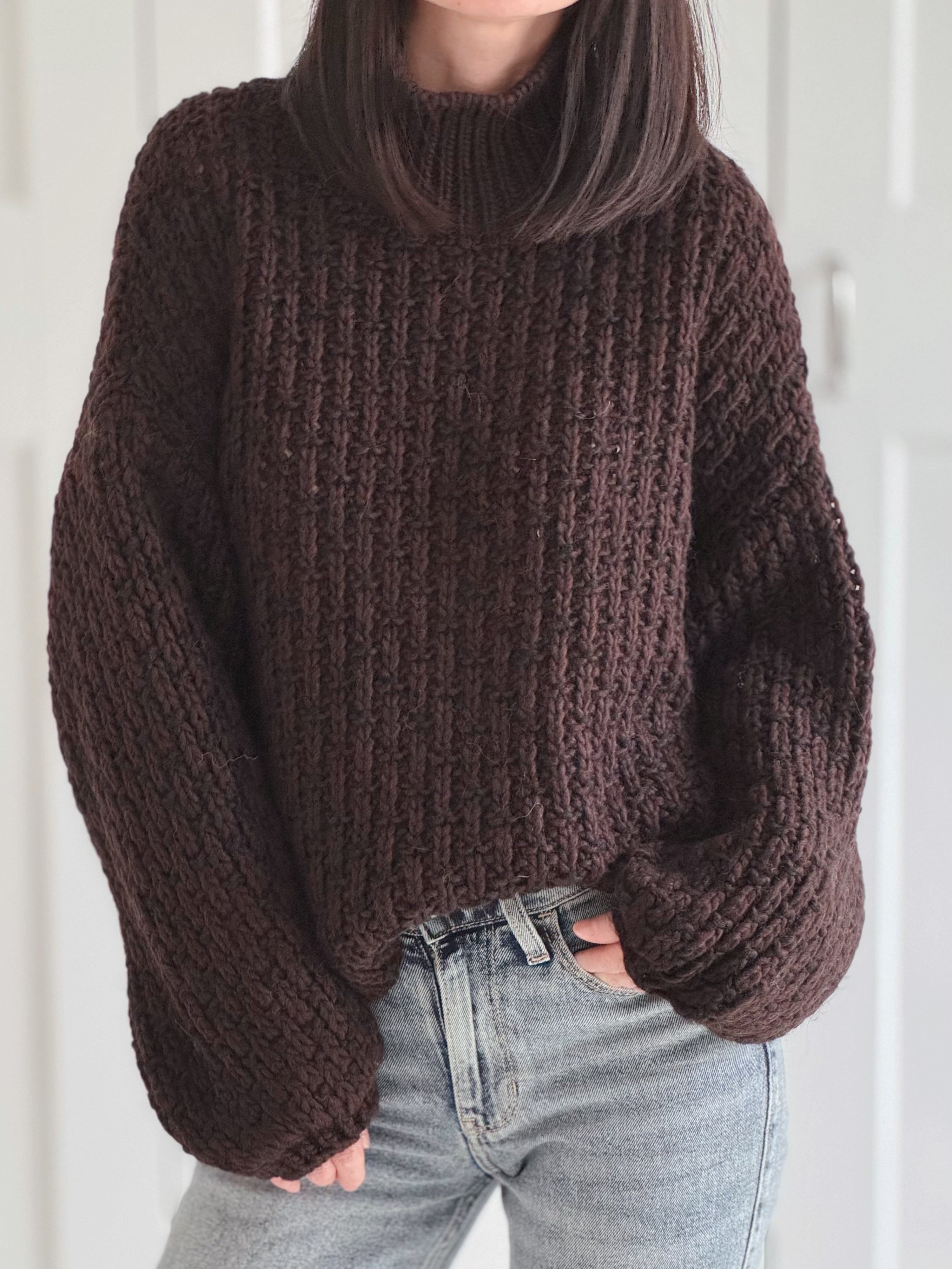 Pullover, Grobstrick, Stehkragen, 4 Farben