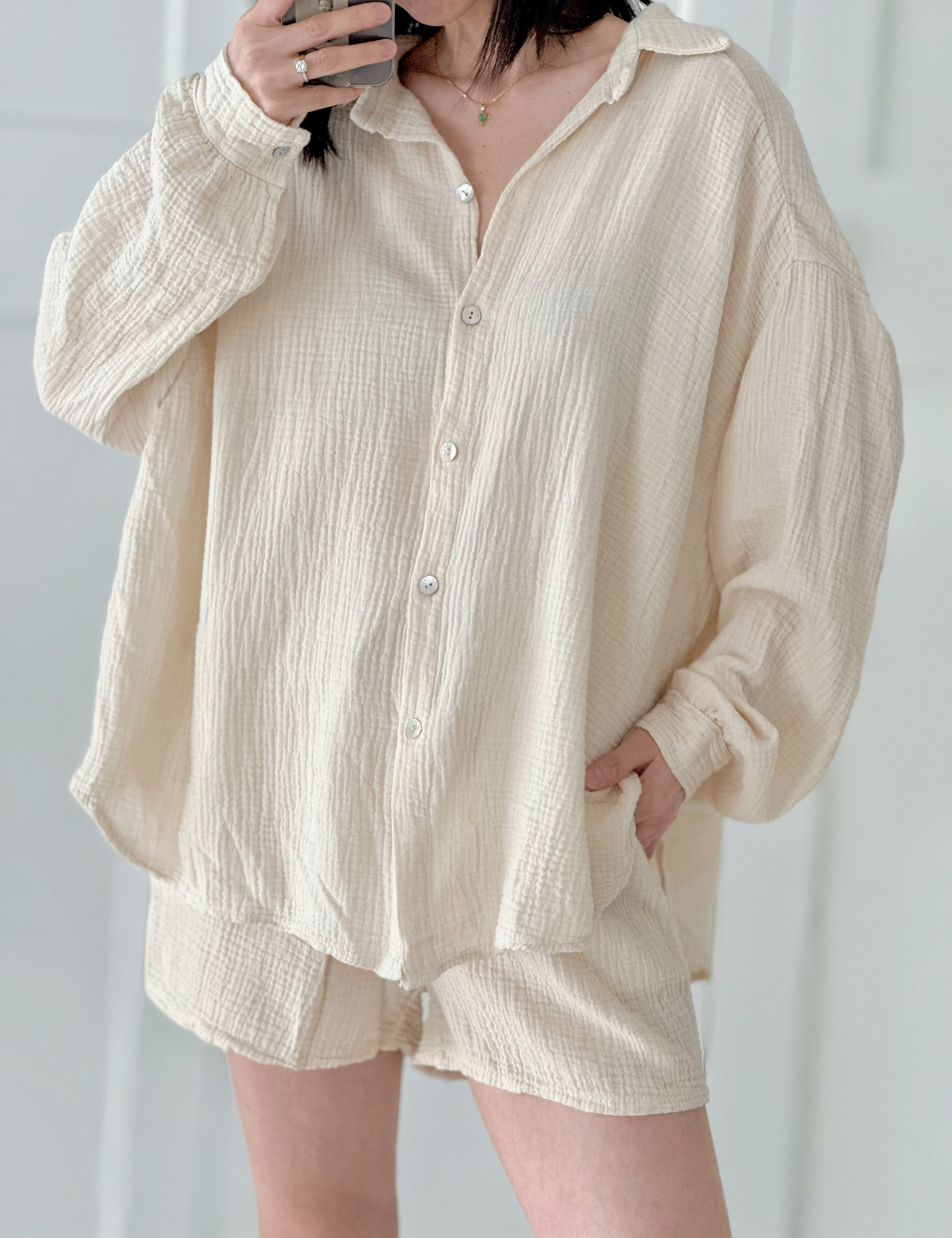 Musselin Bluse, regular, Cremeweiß