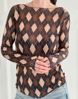 Longsleeve, Cashmere, Argyle, 2 Farben