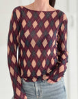 Longsleeve, Cashmere, Argyle, 2 Farben
