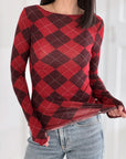 Longsleeve, Cashmere, Argyle II, 4 Farben