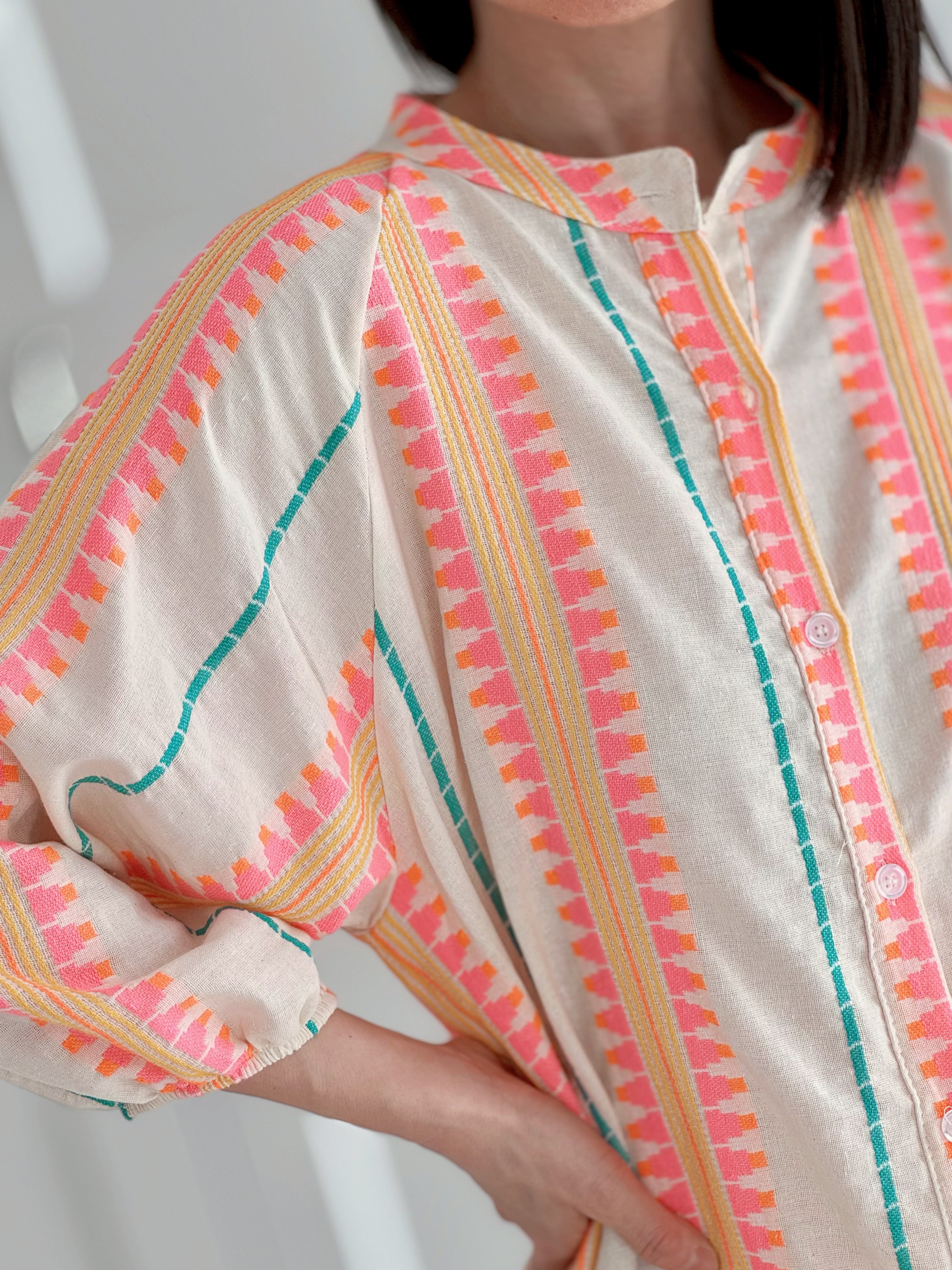 Boho Bluse, 7/8-Ärmel, 2 Farben