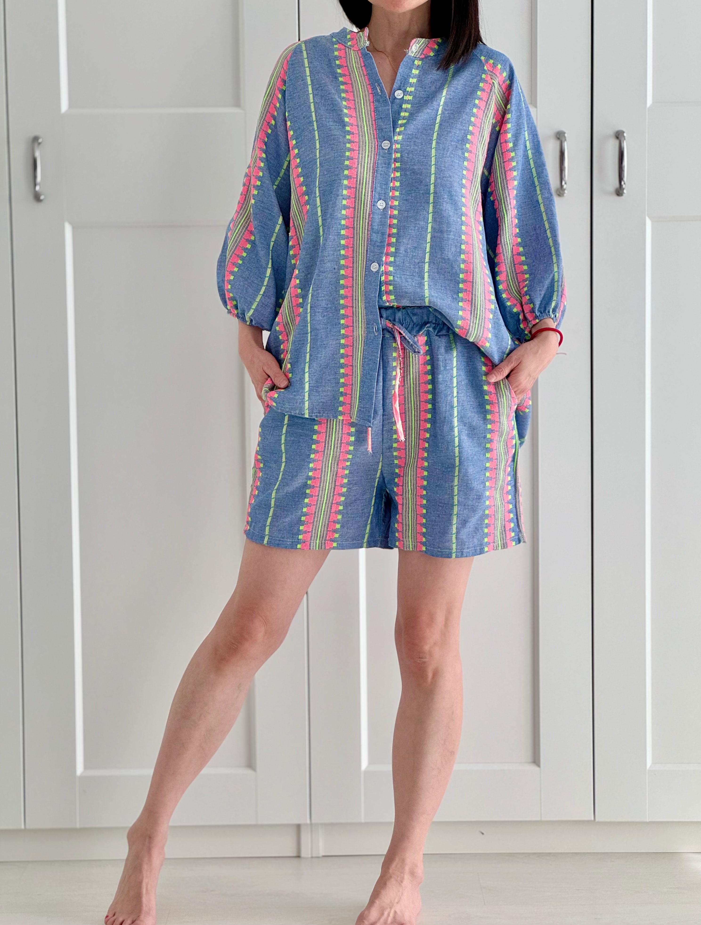 Boho Bluse, 7/8-Ärmel, 2 Farben