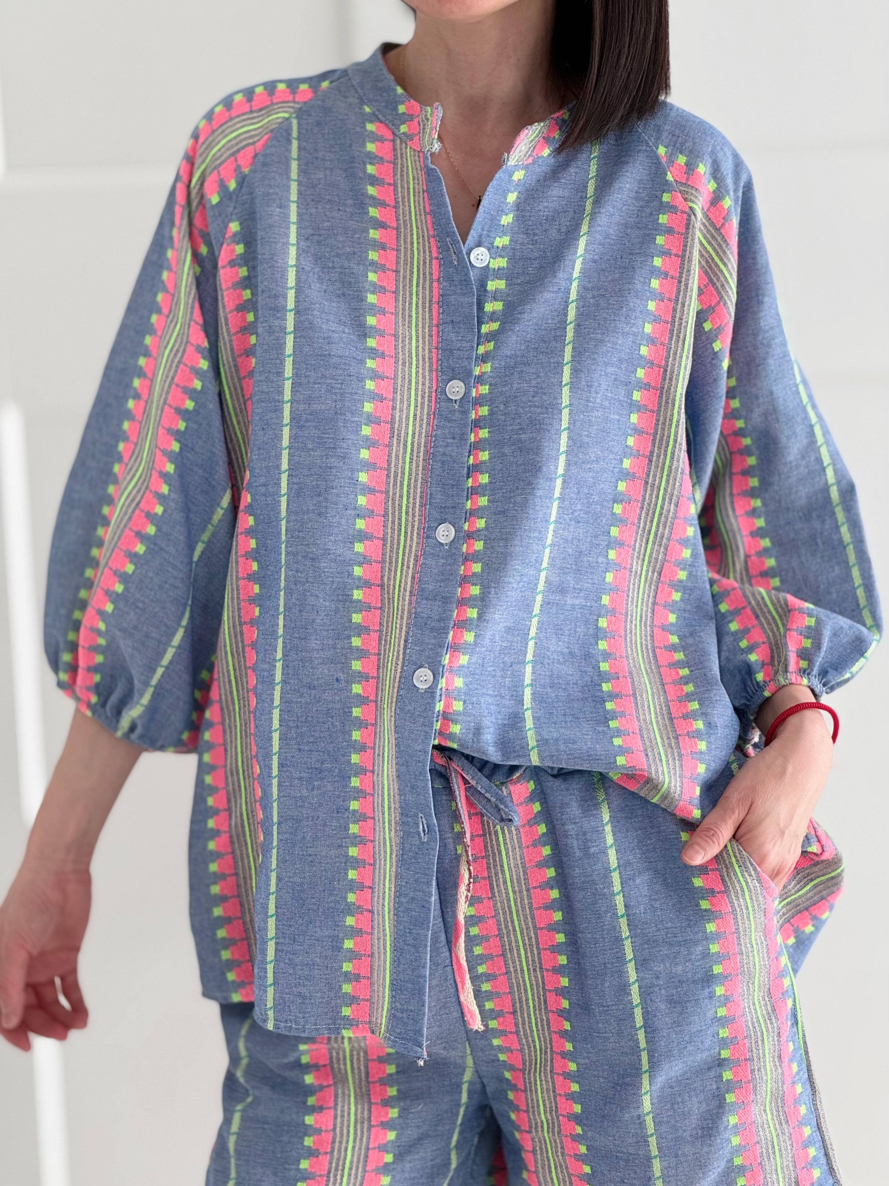 Boho Bluse, 7/8-Ärmel, 2 Farben