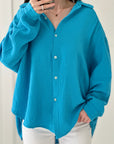 Musselin Bluse, regular, Himmelblau