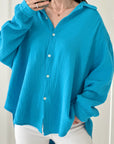 Musselin Bluse, regular, Himmelblau