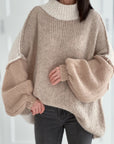 Pullover, Color-Blocking, Beige