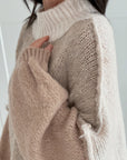 Pullover, Color-Blocking, Beige