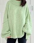 Pullover, flauschi, Stehkragen, Melon