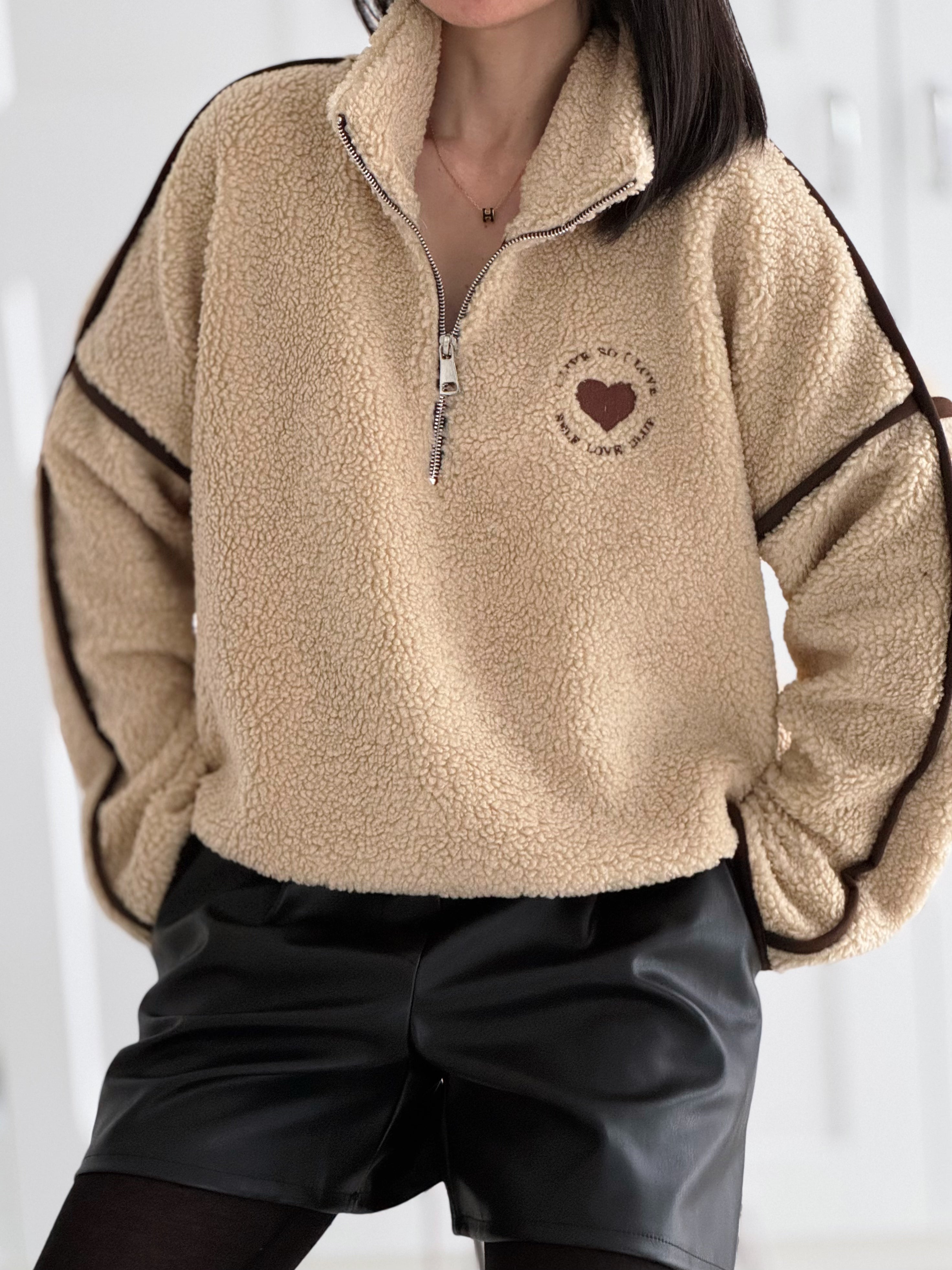 Teddy-Sweatshirt, Herz, 3 Farben