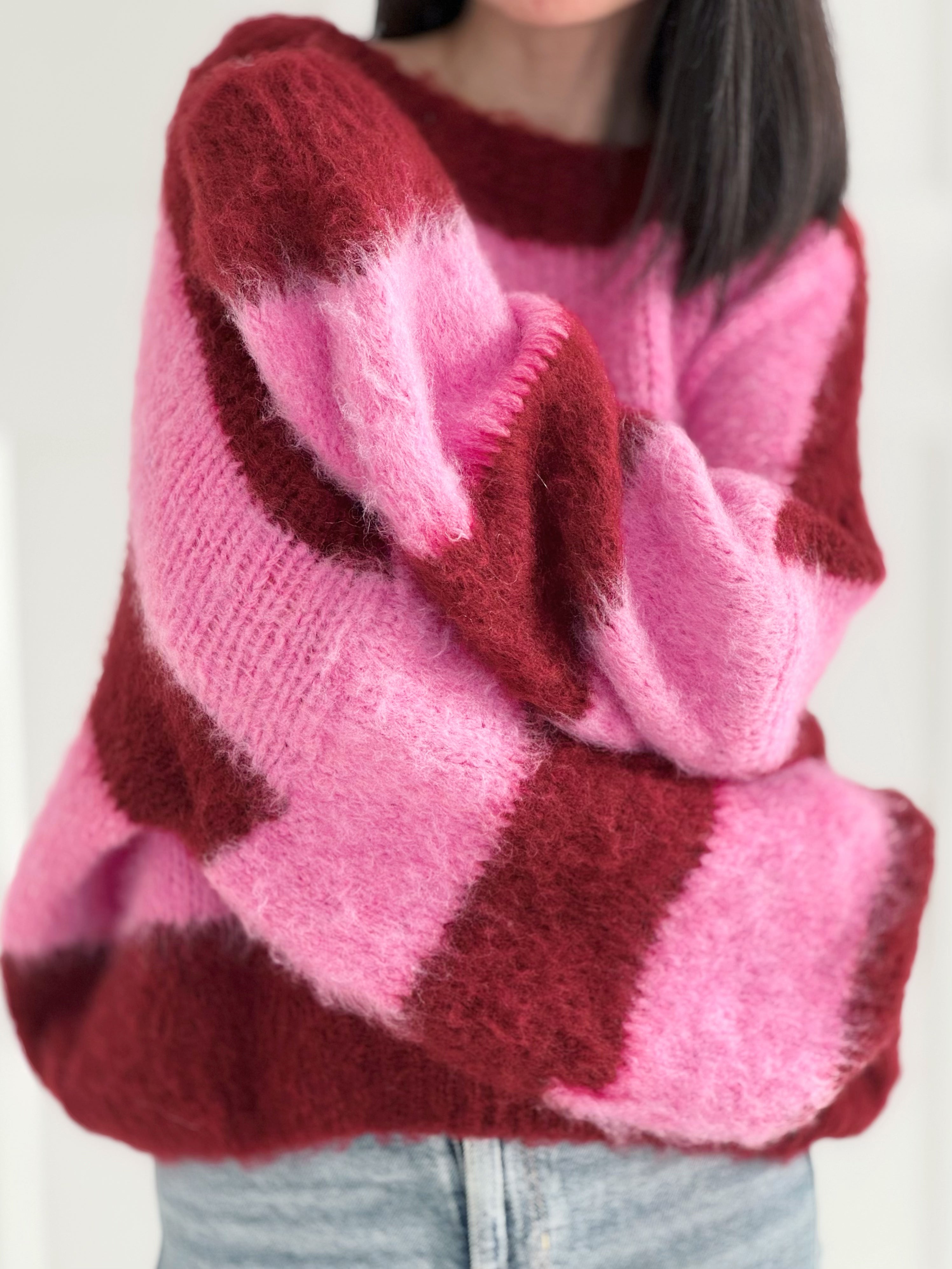 Pullover, Streifen, Flauschi, 6 Farben