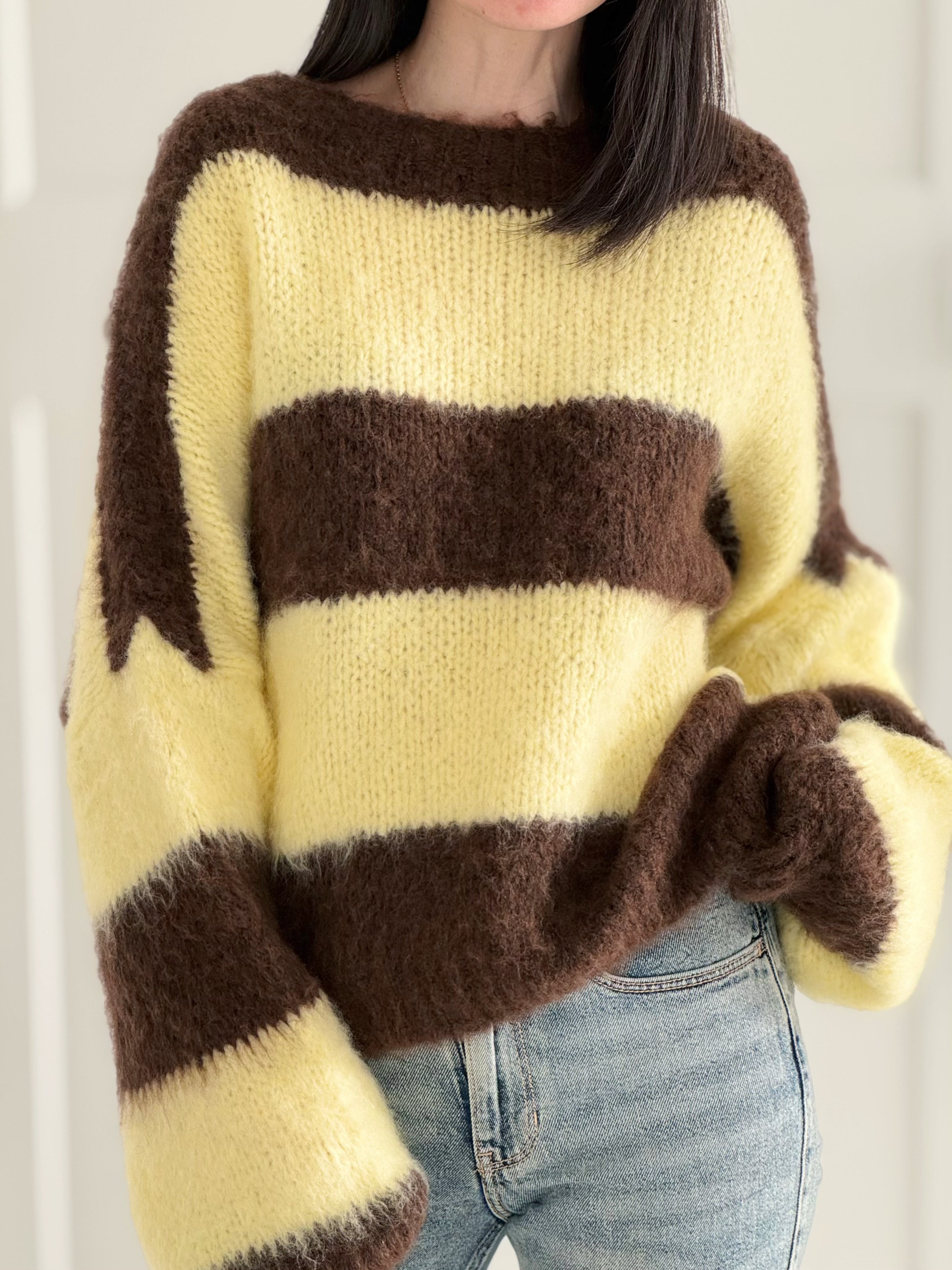 Pullover, Streifen, Flauschi, 6 Farben