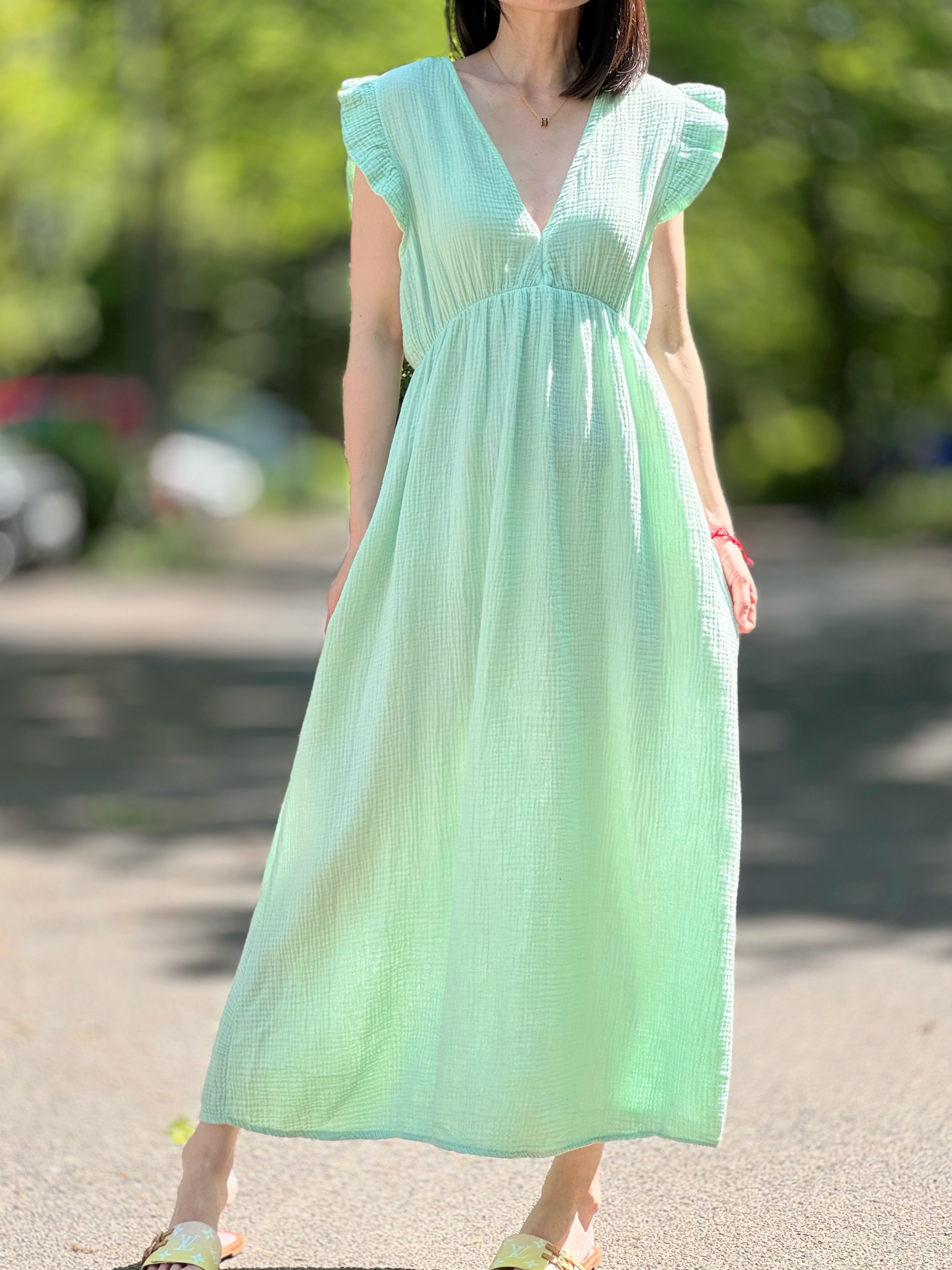 Musselin Kleid, Rückenausschnitt, ärmellos, 11 Farben
