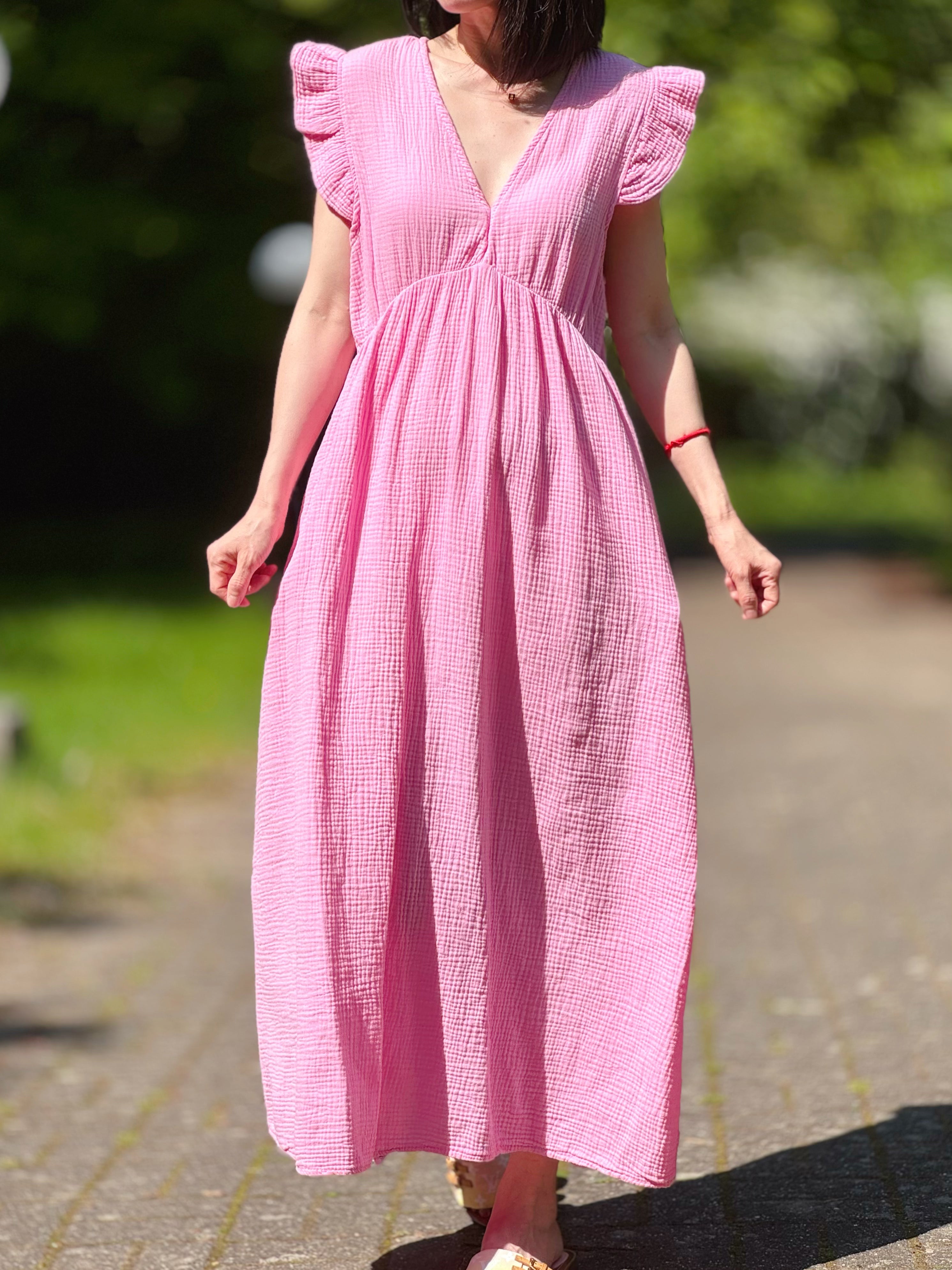 Musselin Kleid, Rückenausschnitt, ärmellos, 11 Farben