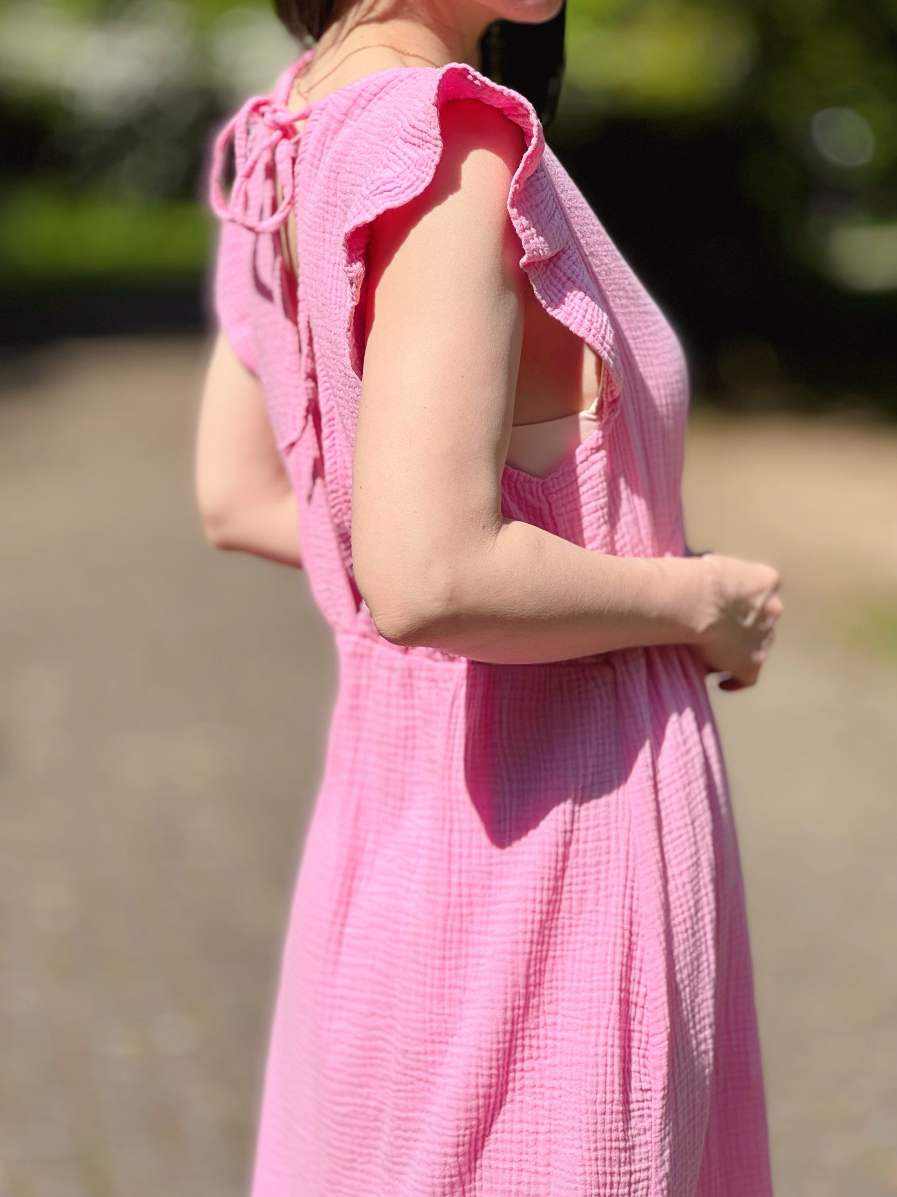 Musselin Kleid, Rückenausschnitt, ärmellos, 11 Farben