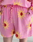 Musselin Shorts, Sonne, Rosa, 3 Farben