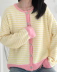 Strickjacke, Streifen & Kant, 3 Farben